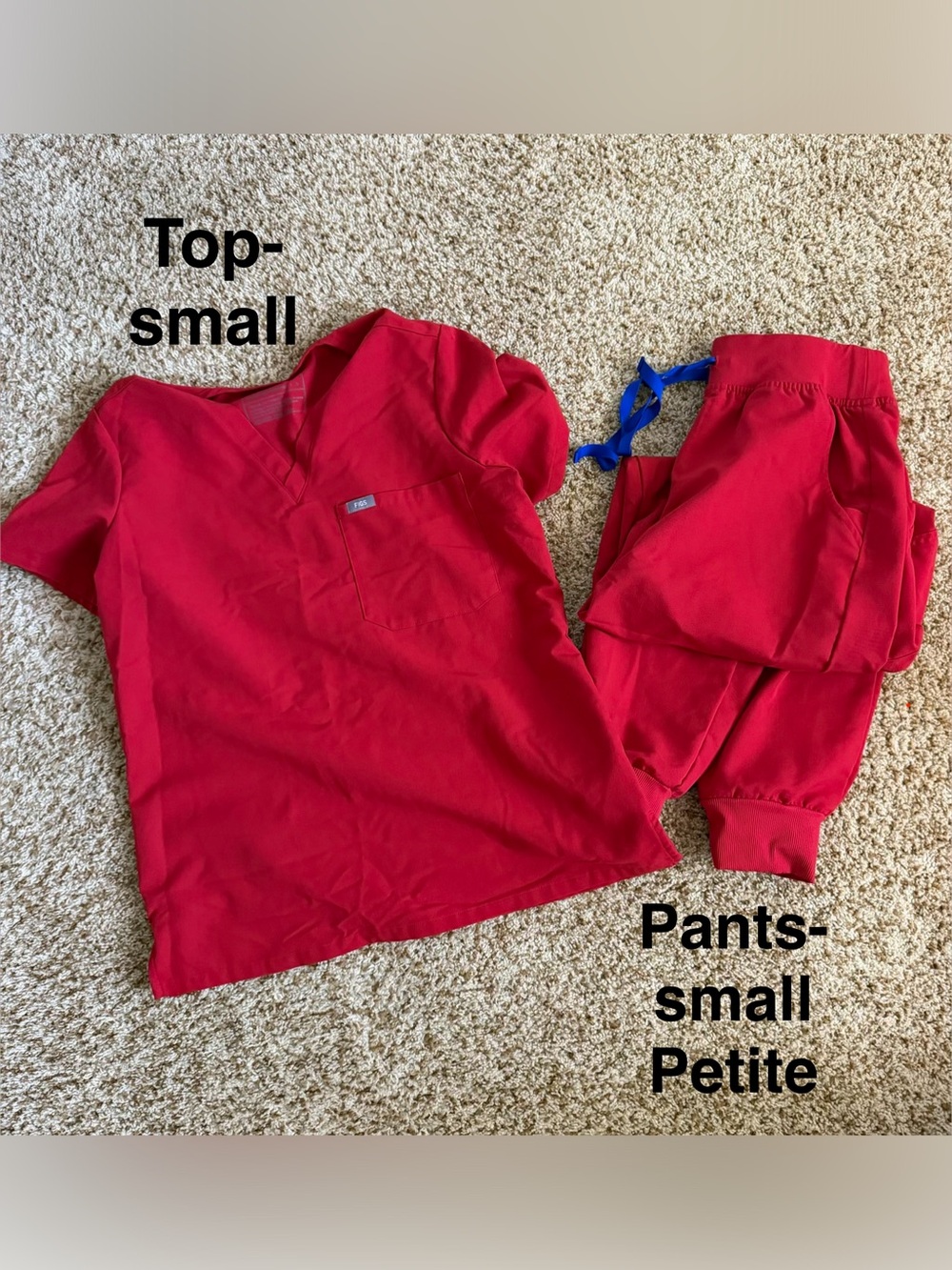 🦋Figs scrub set Wining Red Catarina Top S reg & Zamora Joggers size S petite 🦋